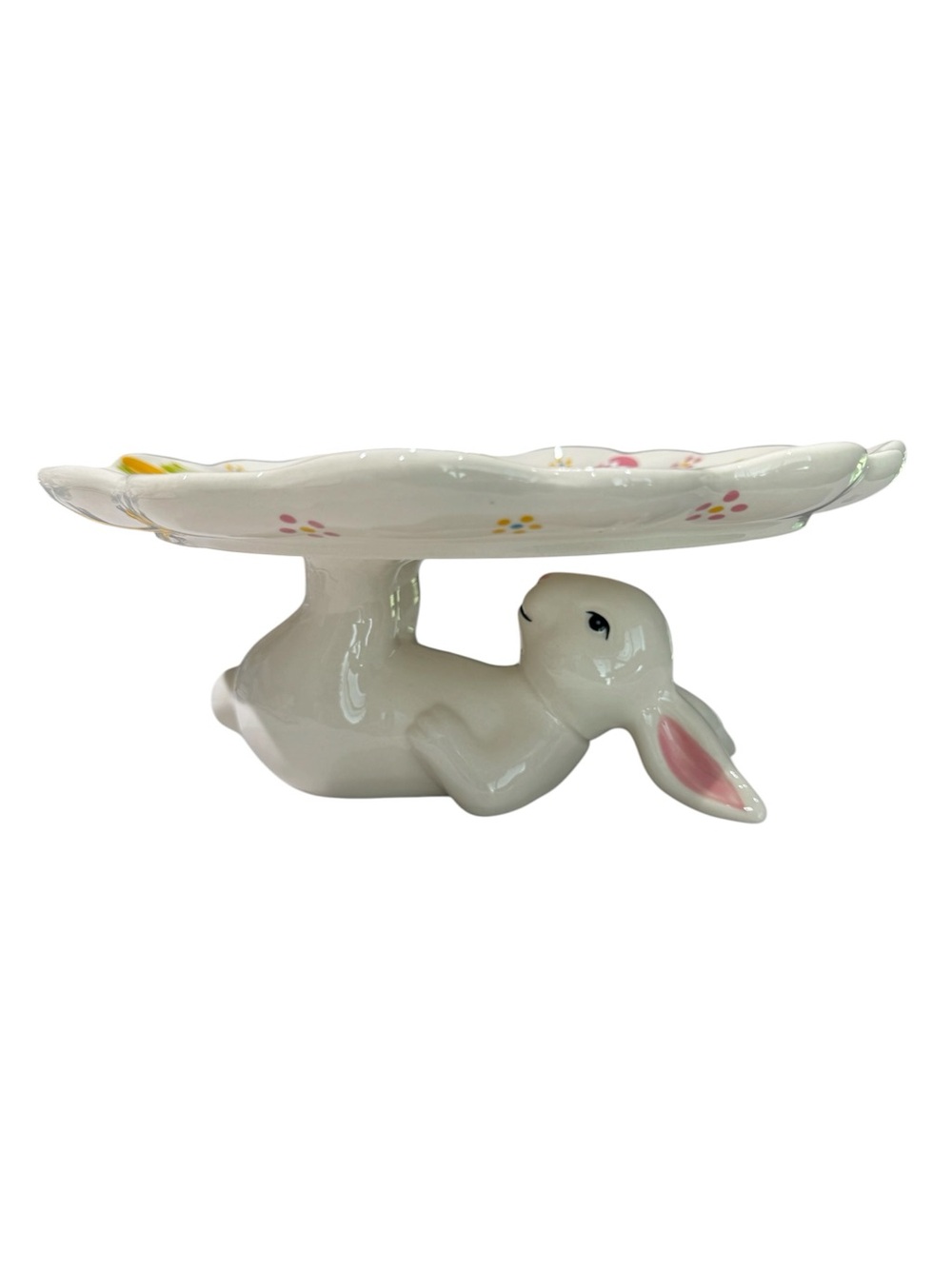 Temp-Tations Special Edition Egg Hunt Ceramic Bunny Cake Stand Plate - 10" - Picture 4 of 13